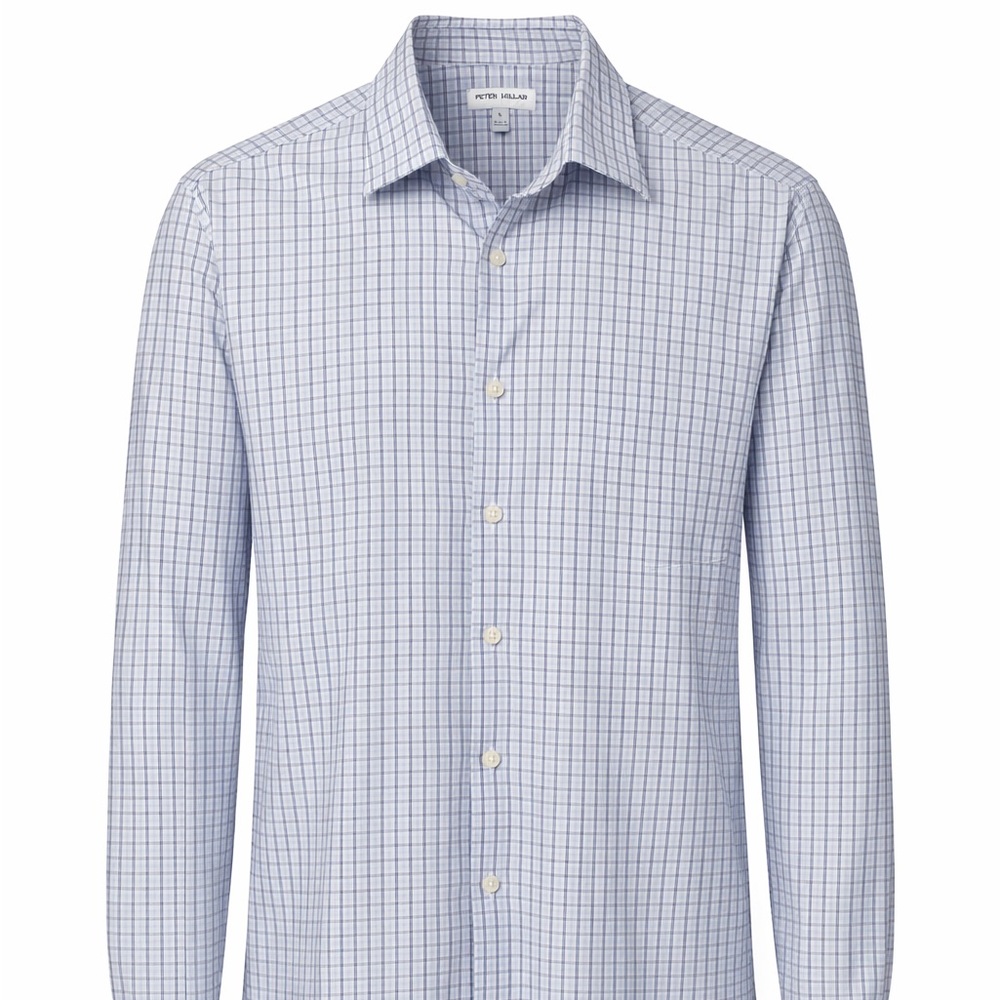 Peter Millar Light Blue Grid Dress Shirt